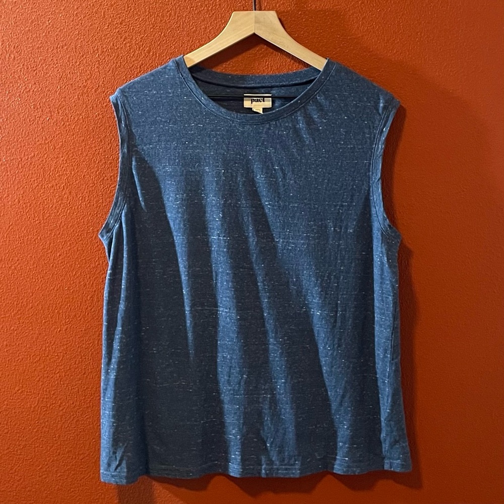 Pact Women’s Blue Heather Organic Cotton Lightweight Staple Muscle Tank Top